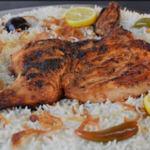 Charcoal chicken with rice نص دجاج الفحم مع الرز